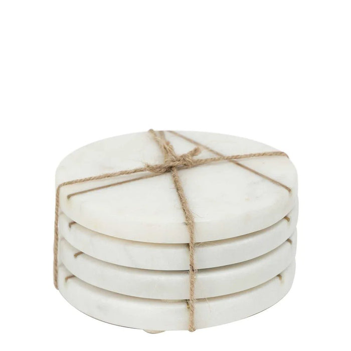 Ivory Inlay Marble Coaster Round - Biku Furniture & Homewares