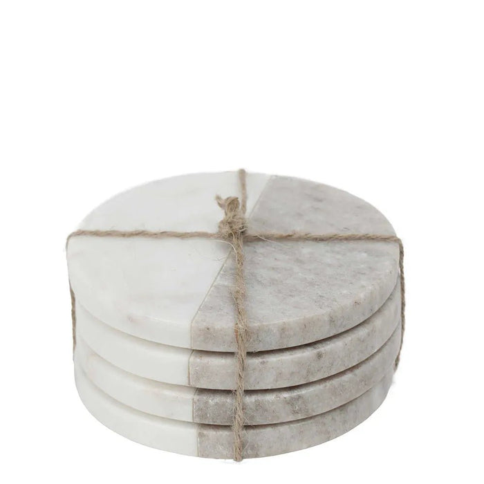 Ivory Marble Coaster Round White & Beige - Biku Furniture & Homewares