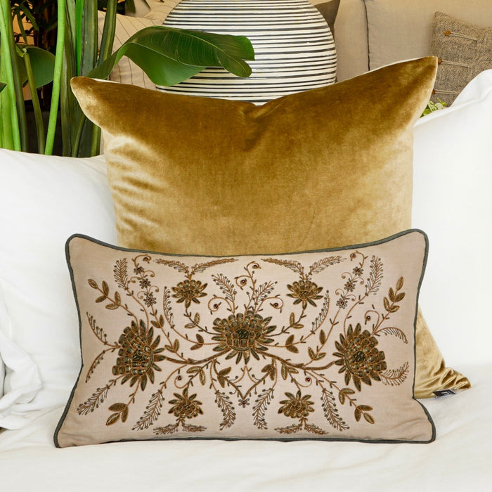 Stefano Embroidered Cushion - 30 X 50cm / Metal Embroidery -