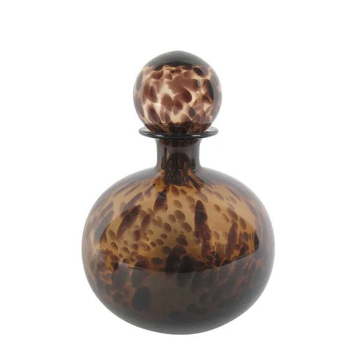 Tortoiseshell Elegance Round Glass Vessel - Biku Furniture & Homewares