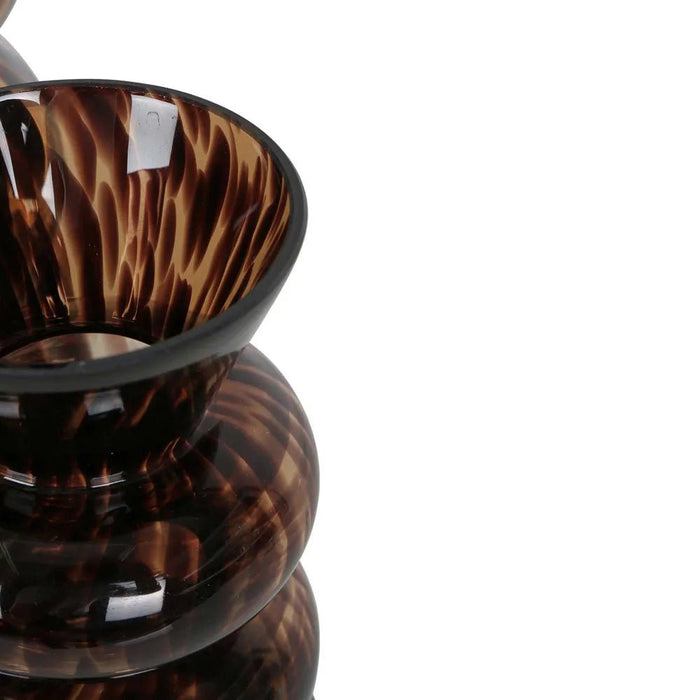 Tortoiseshell Elegance Small Glass Vessel - Biku Furniture & Homewares