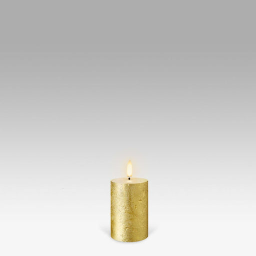 Uyuni Flameless Textured Metallic Mini Pillar Candle - Biku Furniture & Homewares
