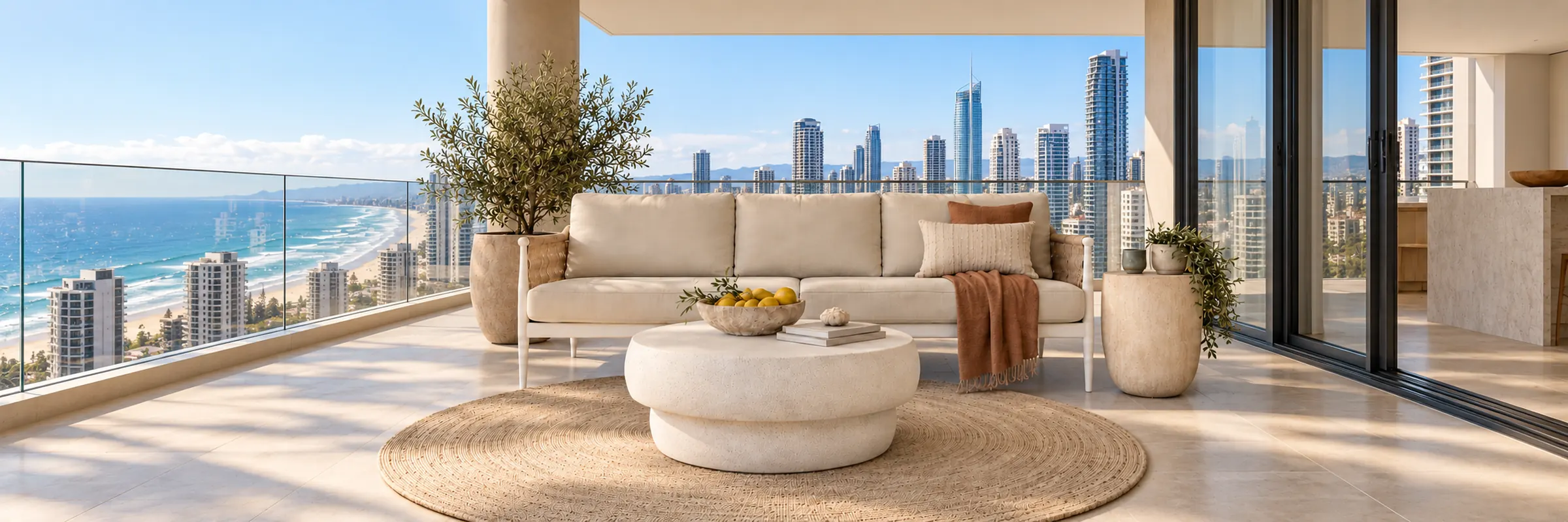 Livorno Boulder Coffee Table - New White Speckle in a warmly styled coastal home